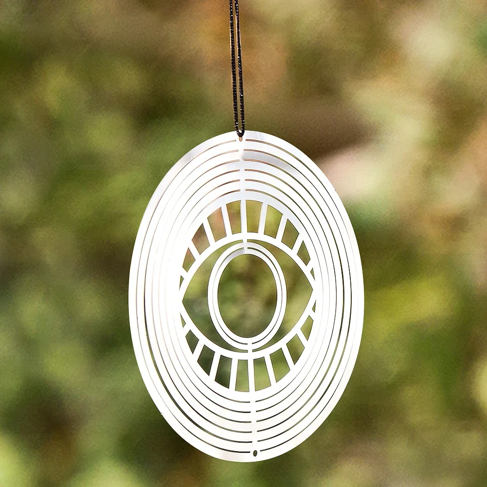 Turkish Devil Eye Wind Spinner Catcher Sublimation 3D Mirror Reflection Rotating Windchime Feng Shui Amulet Hanging Garden Decor