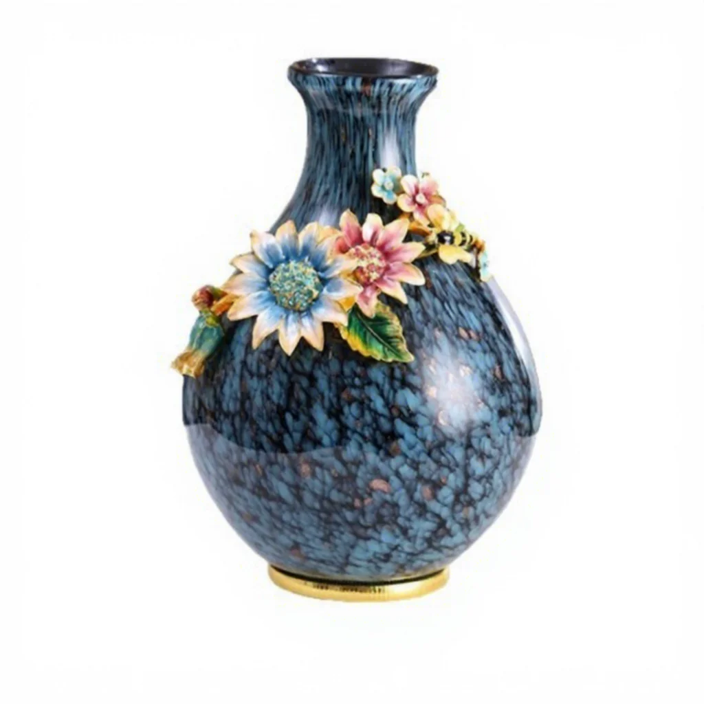 

&c Enamel-painted Handmade Chinese Style Elegant Sophisticated Vase Living Room Flower Arrangement Creative Decoration