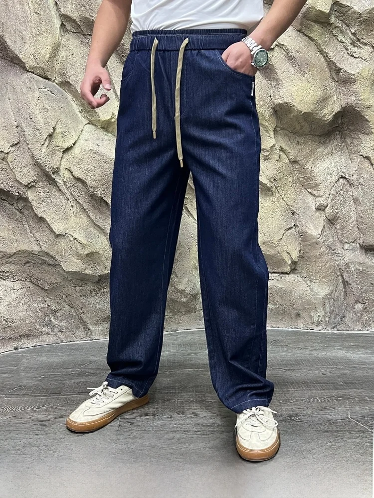 

Ice Sensation Breathable Men's Faion Waed Denim Long Pants Straight Leg Cotton Blend Polyester Lyocell Acetate Spandex