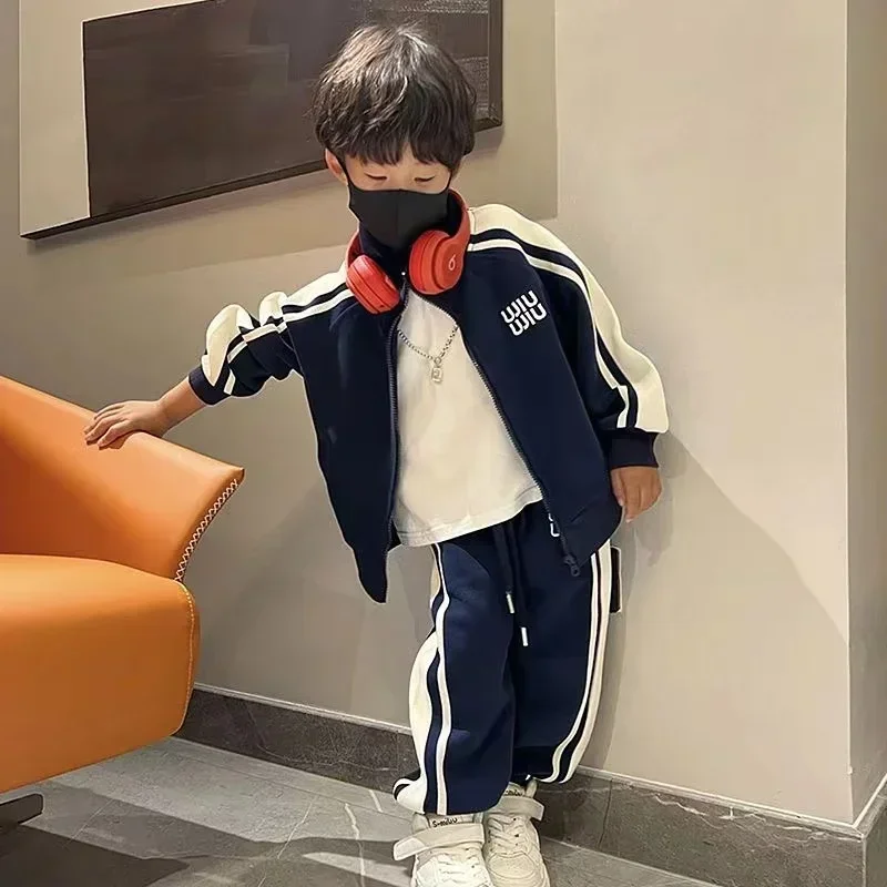 Boys 2023 New Autumn Spring Cotton Casual Sportswear Korean Style Trend Outifts Suits 3-13 Years Kids OOTD Children Clothes Sets