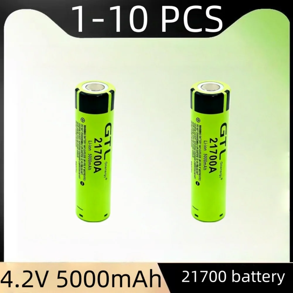 21700A Type 21700 5000mAh 3.7V 15A 3C Li-Ion Rechargeable Cell Unprotected Flat Top For Flashlight Power Tool E-Bike DIY Pack