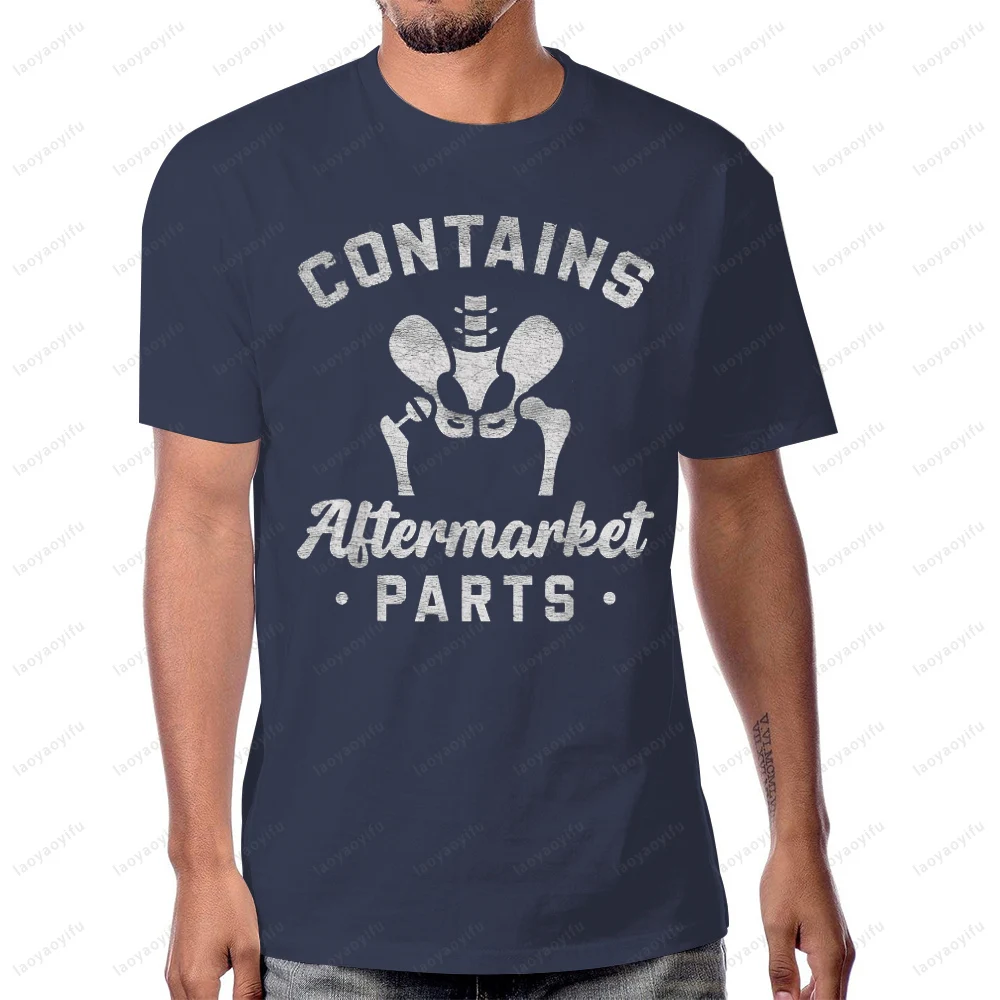 مضحك بعد جراحة الورك الانتعاش بيونيك الورك استبدال تي شيرت عادية موضة فضفاضة Harajuku قصيرة الأكمام القطن رجل التي شيرت #3