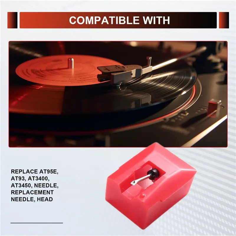 ABJF-Replacement AT95 Stylus For Audio Technica AT-LP120-USB Turntables Turntable Cartridge For AT-95 AT-3400 AT-3410 AT-93