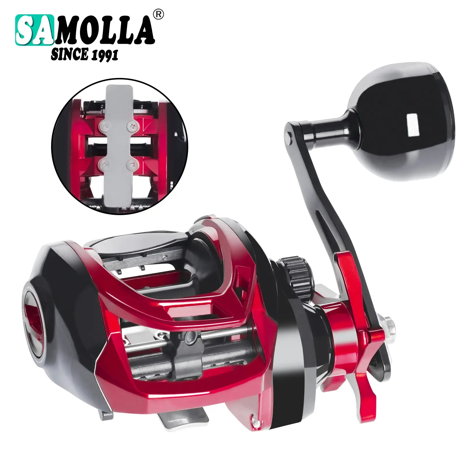 

Sea Fishing Large Baitcasting Fishing Reel Saltwater Waterproof 6.3:1 15KG Drag Catfishing Trolling Metal Base