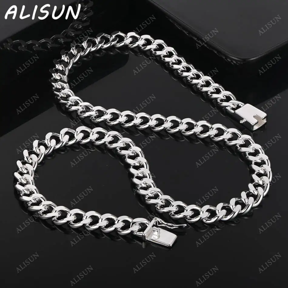 

ALISUN 925 Sterling Silver 10mm 50-60cm Geometric Necklace For Women Men Anniversary Gift Popular Wild Fashion Romantic Jewelry