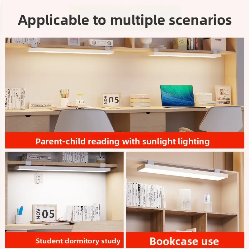 Desk lamp wall-mounted long strip eye protection, full spectrum for learning, desk street lamp board clip-on, others
