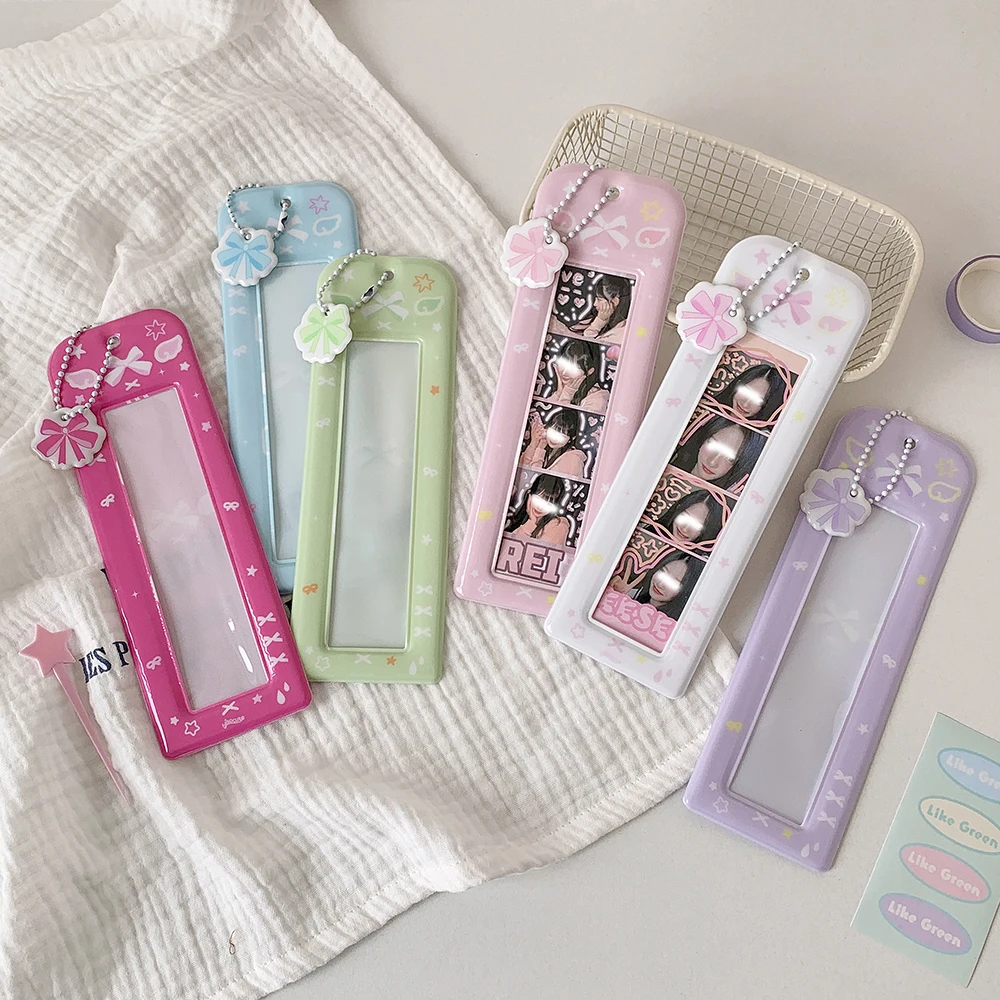 Cartoon Bow Life Four Grid Card Set with Pendant, Star Chaser Vertical Four Grid Card Set, Hollow Head Sticker Card Set