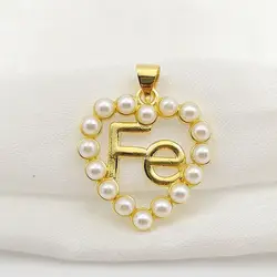 Gold Plated Pearl Letter Fe Heart Charms for Necklace DIY Jewelry Making Alphabet Oval Pendant for Bracelets Earrings Jewelry