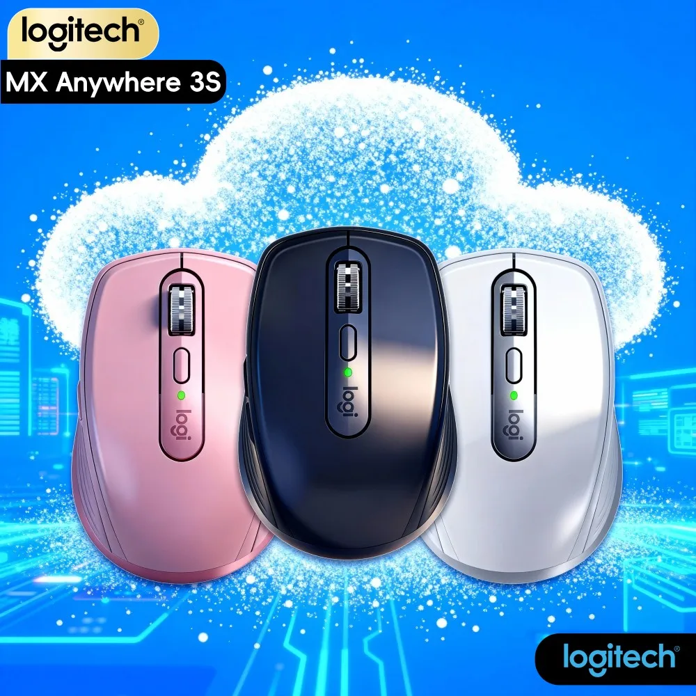 Logitech MX Anywhere 3S Office Mouse - 8000 DPI, Magspeed Scroll, Silent Click, USB-C Quick Charge, Anti-Slip Grip