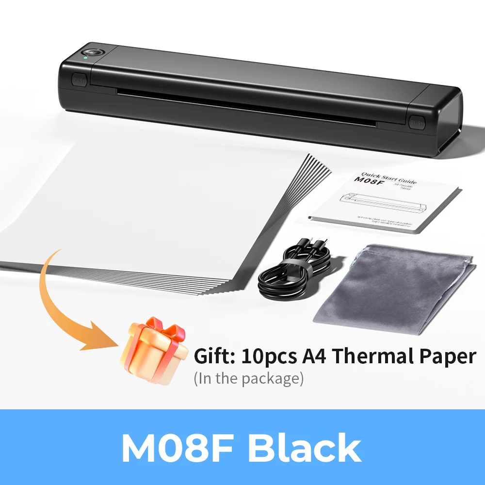 Phomemo M08F A4 draagbare Blutooth thermische printer ondersteunt A4-papier compatibel met Android & iOS telefoon en laptop voor kantoor