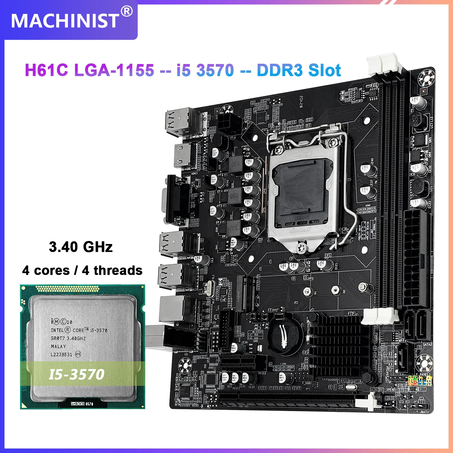 MACHINIST H61 Motherboard DDR3 8GB(2*4GB) 1600MHz RAM Memory With Intel Core i5 3570 CPU Processor And LGA 1155 Kit Se4 - view 3