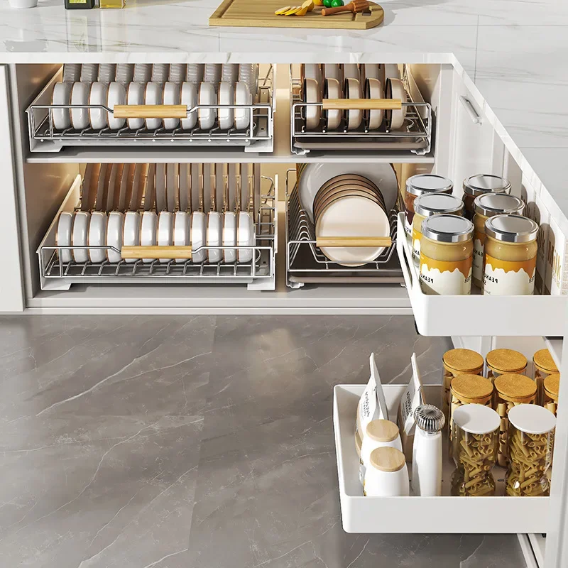 Kitchen Pull-Out Bowl and Dish Rack Cabinet Storage Rack Household Tableware Bowl and Dish Partition Kitchen Accessories