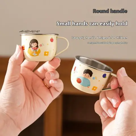 Taza de agua de acero inoxidable para niños, Mini taza de café para beber antiescaldado de 80/220ml, para leche y café