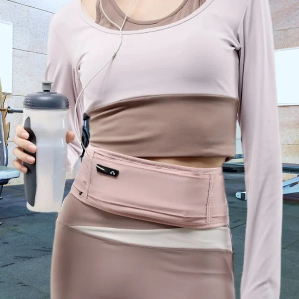 Riñonera deportiva impermeable, cierre Invisible con soporte para teléfono, portabotellas, cinturón para correr, multifunción, ligero