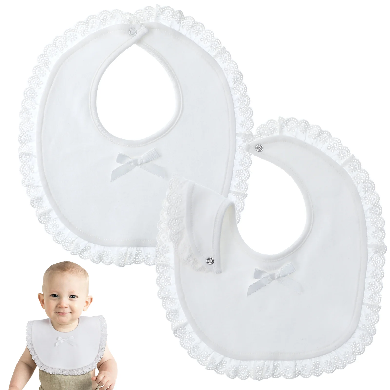 

2pcs Princess Lace Baby Bib Cotton Drooling Bibs For Newborn Infant Dining Saliva Towel Washable Lightweight Burp Cloth Bib