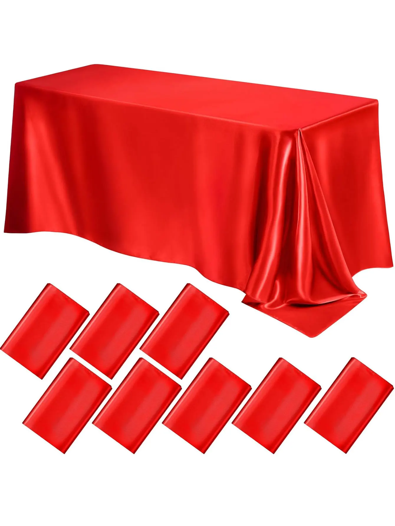

1 шт., красная атласная скатерть, день рождения, свадьба, банкет, ресторан, праздничная вечеринка, обслуживаемая с чехлом для обеденного стола