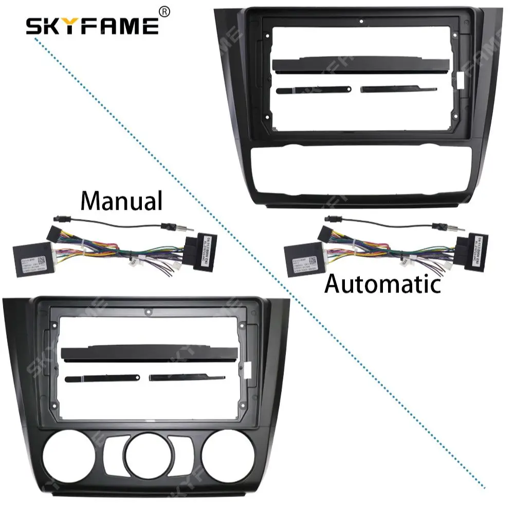 SKYFAME Car Fascia Frame Adapter Canbus Box Decoder Android Radio Dash Panel Frame Kit For BMW 1 Series E81 E82 E87 E88