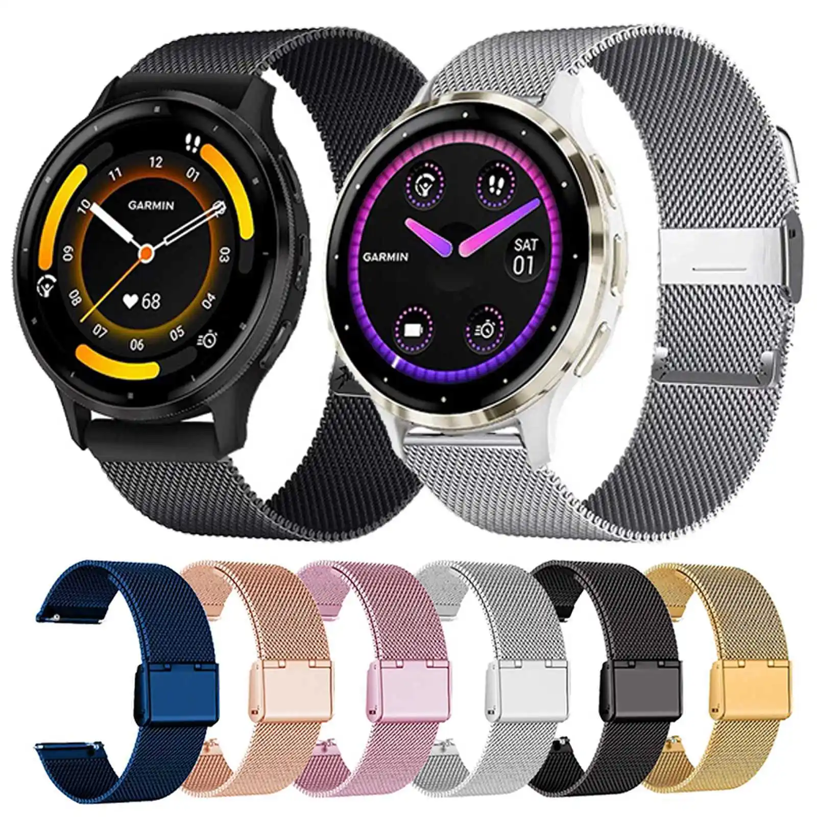 

Металлический ремешок 18/20/22 мм для Garmin Benz 3 3S, браслет для Garmin Vivoactive 3 4 4s, браслет из нержавеющей стали для часов CAME 2s 3s SQ