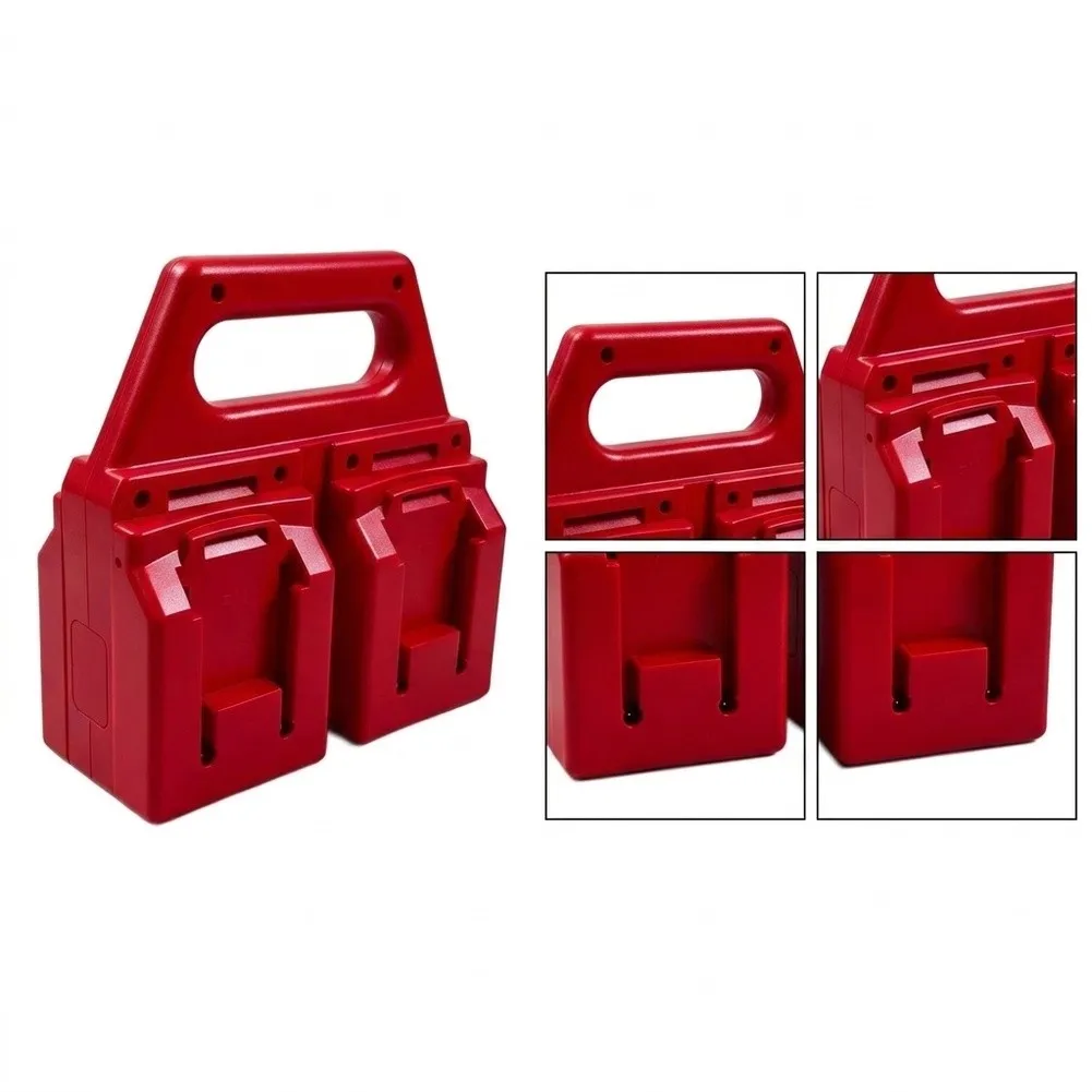 Red 4 Bay Battery Holder Organizer Stand For Parkside 18V Power Tool Batteries Storage Bracket Workshop Garage Organization
