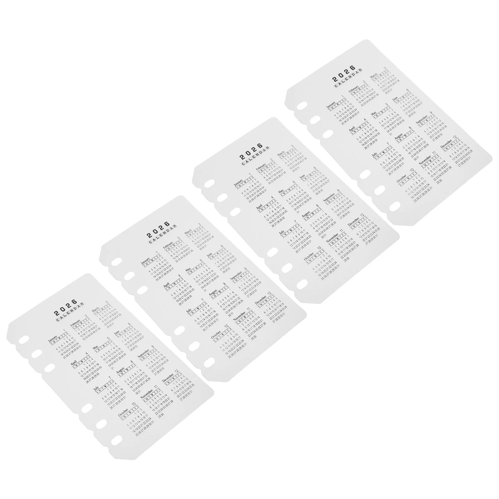 

4pcs Frosted Plastic Binder Dividers 2026 Calendar Refills Index Tabs For Monthly Planners Office School Home Organization
