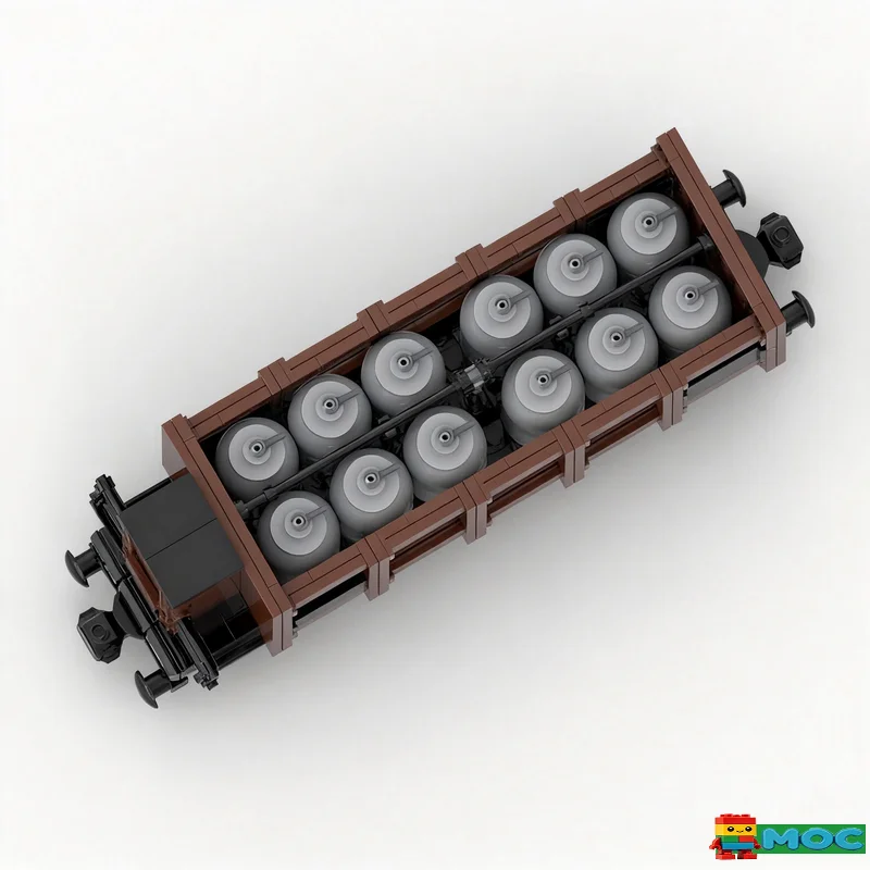 407PCS Acid Carrying Wagon With Brakeman's Cab MOC City Freight Train Car Model DIY Building Blocks Gift Boys Collection Display