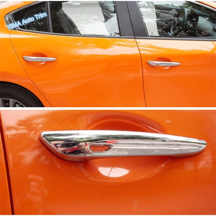 

Outside Car Door Pull Doorknob Handle Bowl Cover Trim Fit For Mazda 3 2019 - 2023 Chrome / Carbon Fiber Car External Accessories