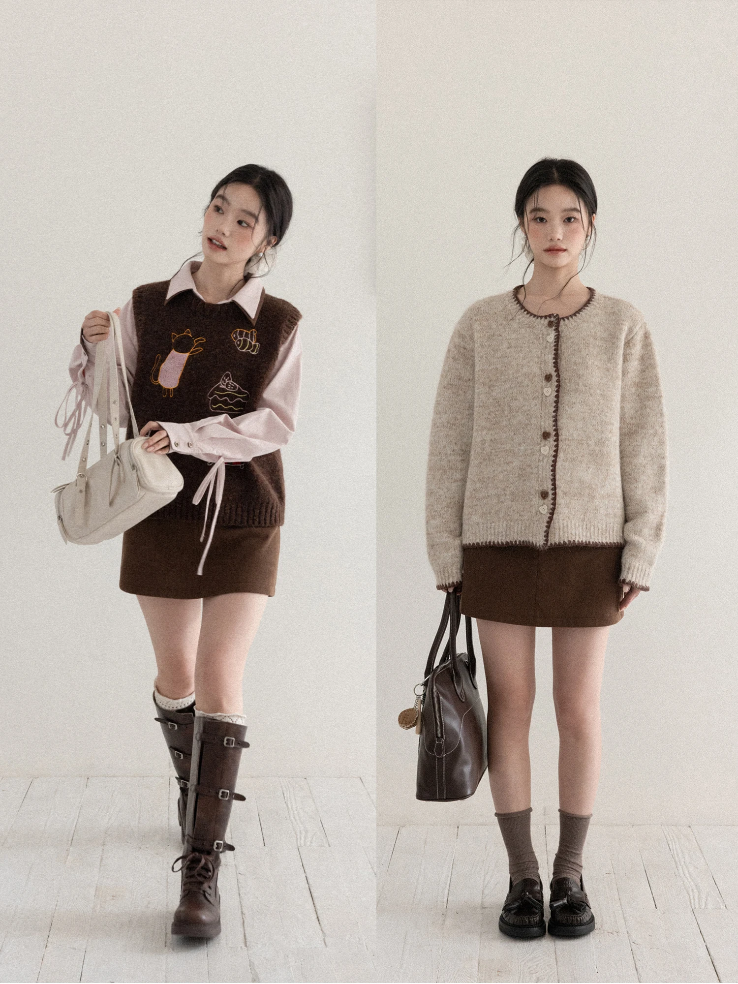 슬리밍 하이웨이스트 A라인 미니스커트 여성용 겨울 신상 인조가죽 따뜻한 캐주얼 스커트 폴리에스터 원단 지퍼 여밈