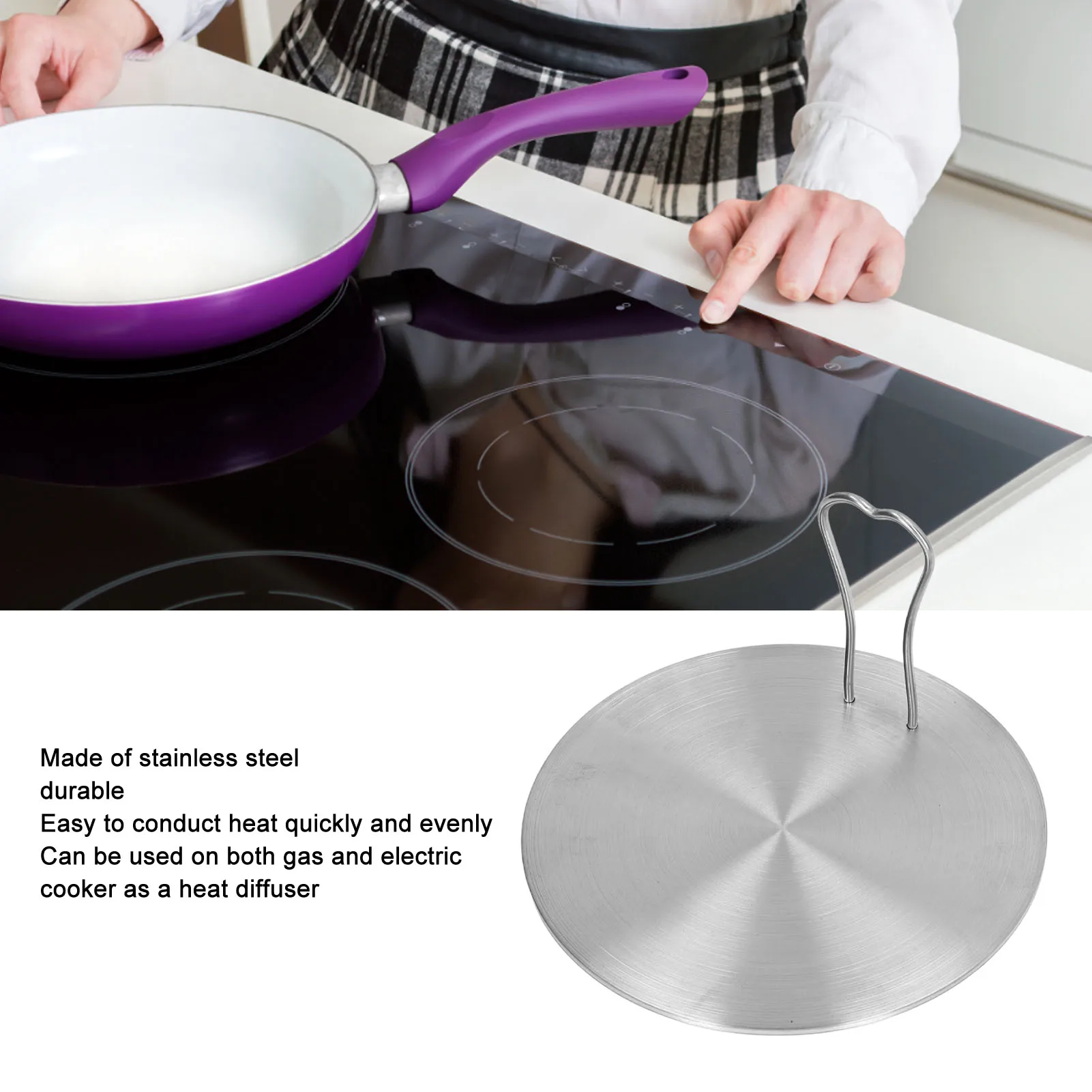 Cooking Plate Heat Diffuser Heat Diffuser Plate Stainless Steel Safe Handle Convenient for Electric Cooker for Kitchen