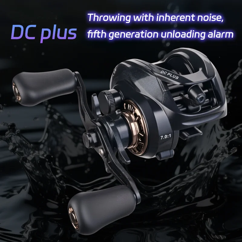 

Genhike New DC Plus Throwing Sound Magnetic Dual Brake System 7.0:1 High Ratio 8Kgs Drag Power Baitcasting Fishing Reel