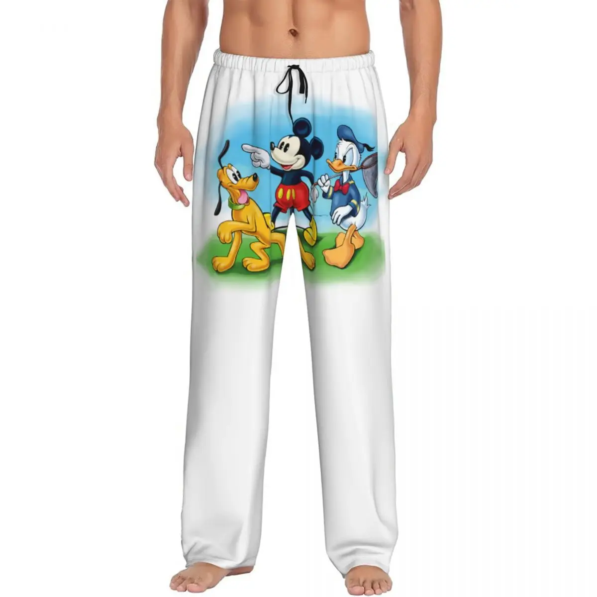 

Custom Mickey Mouse Donald Duck Pajama Pants Men Lounge Sleep Stretch Sleepwear Bottoms with Pockets