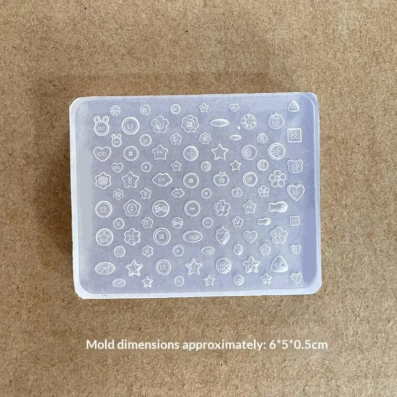 3D-Knöpfe, Nagelkunst-Silikonform, DIY-Maniküre, kleines Knopfmodell, niedliches Nagel-Charms-Werkzeug, Damen-DIY-Harz-Schnallen-Zubehör – Detail 4