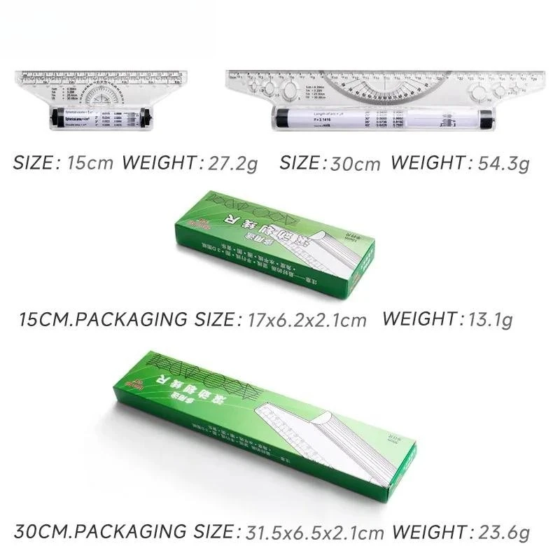 كرة الفضاء الموازية المتداول حاكم متري الرسم متعددة الوظائف أداة صغيرة/كبيرة الحجم 15/30 سنتيمتر واضح المتداول المهندس المعماري التقنية