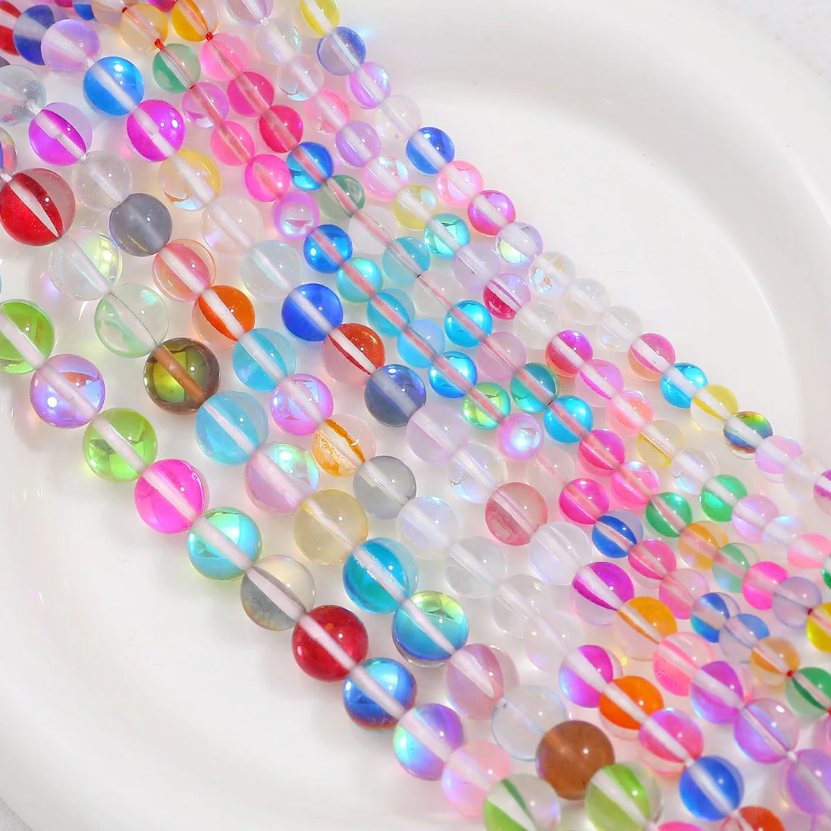 6/8/10mm Round Transparent Colored Glitter Stones Loose Beads for Jewelry Making Beaded Bracelets DIY Earrings Accessories