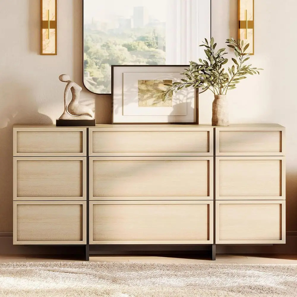 Durable T-Leg Wooden Chest for Bedroom, Hallway, and Living Room in Light Oak Finish