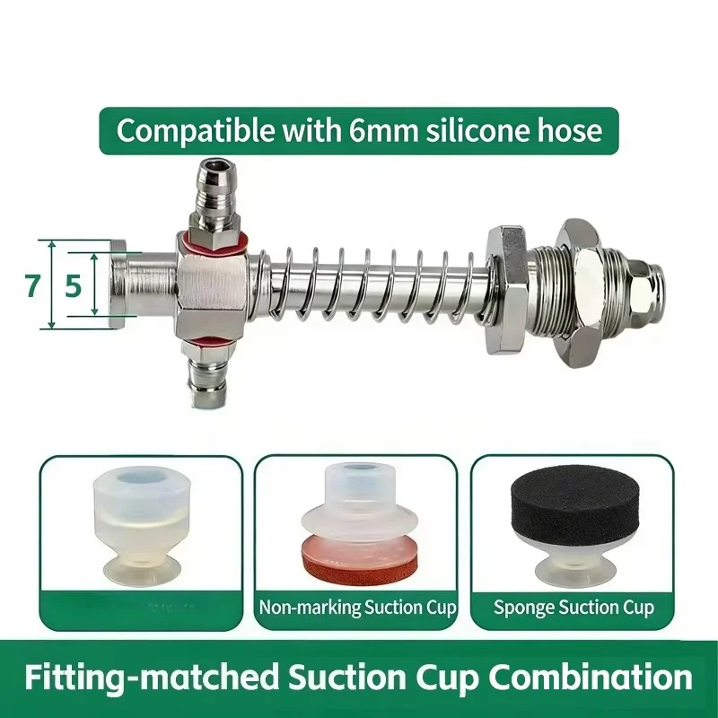2pcs  small head side intake mechanical arm hardware bracket pneumatic vacuum suction cup M10/12 tooth buffer rod