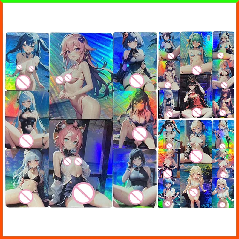 أنيمي آلهة قصة لتقوم بها بنفسك ACG Faruzan Yae Miko Hu Tao Ganyu Jean Yoimiya Klee Shenhe تحصيل بطاقات لعب للأولاد هدية عيد ميلاد