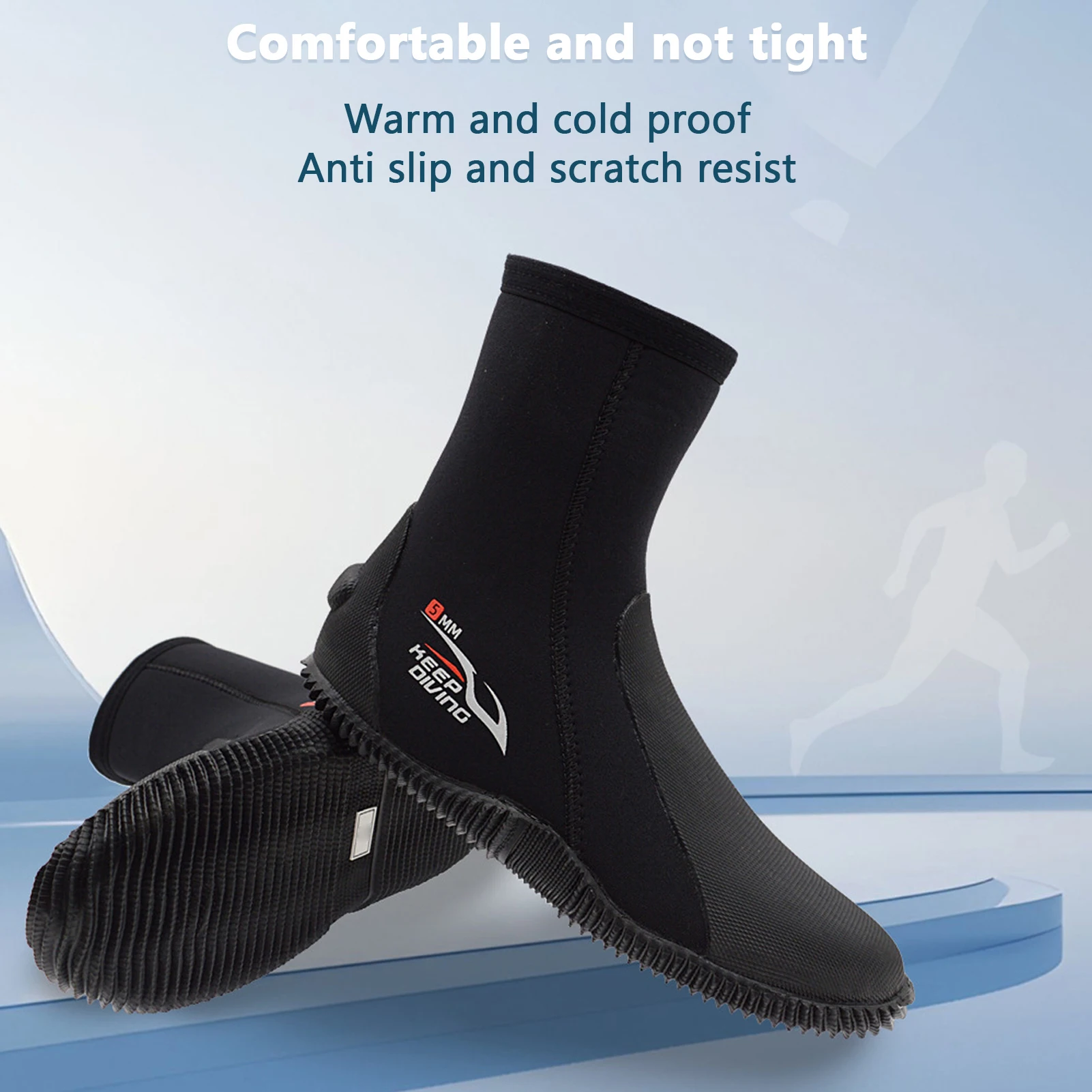 1 زوج أحذية الغوص عالية الجودة كعب مرتفع زلة مقاومة مرونة عالية مريحة أنيقة دائم المطاط الأسود وحيد أحذية الغوص