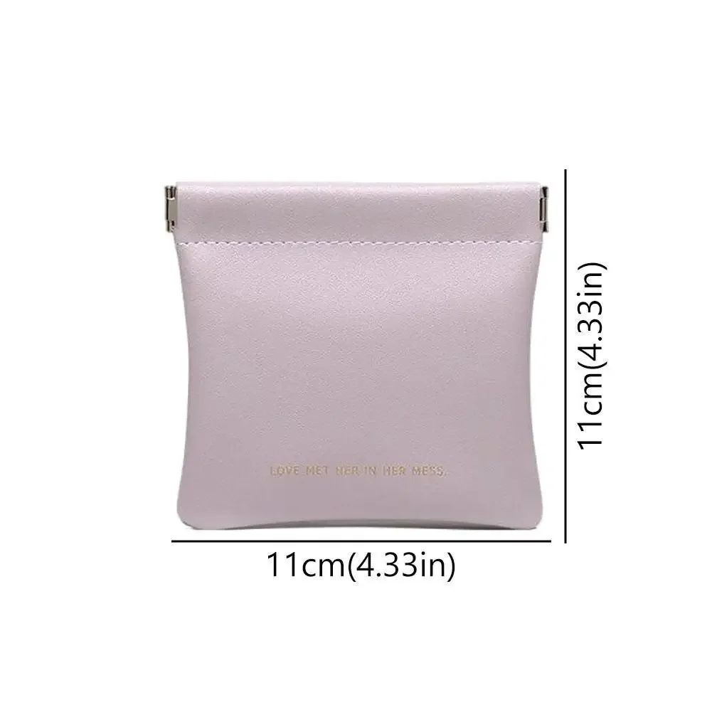 Portable Pu Leather Makeup Pouch Small Self-closing Storage Bag_voghion.com