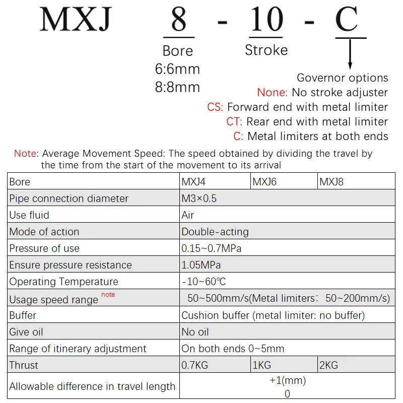HLH MXJ 6/8-5/10/15/20-C MXJ Slide Table Air Pneumatic Cylinder Miniature Guide Cylinder High-Precision High-quality And Durable