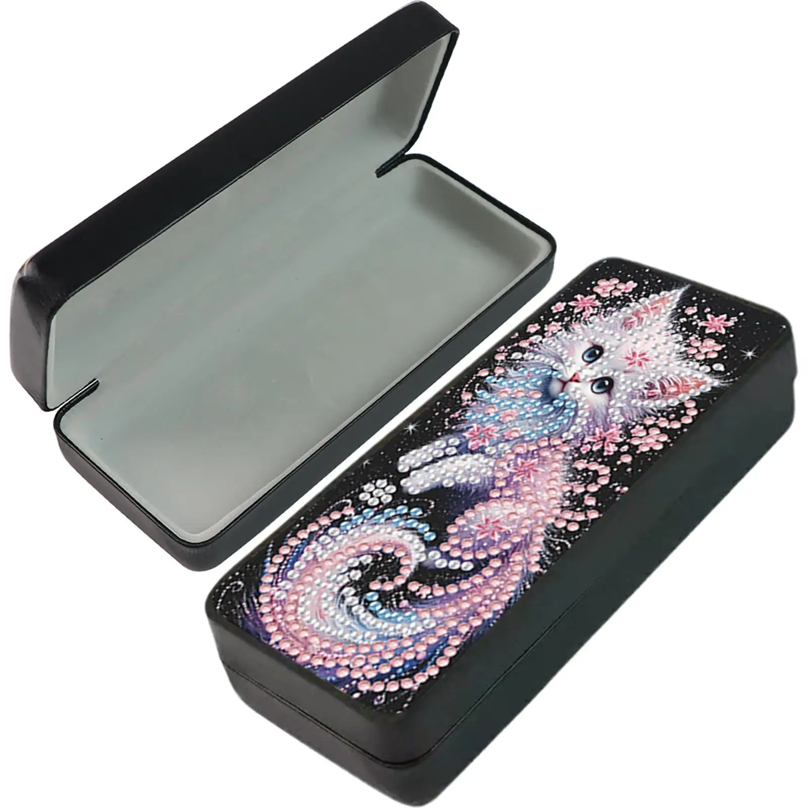 

PU Rhinestones Eyeglass Storage Case Art Crafts Diamond Painting Hyperopia Glasses Box for Daily Commute Travel Carrying