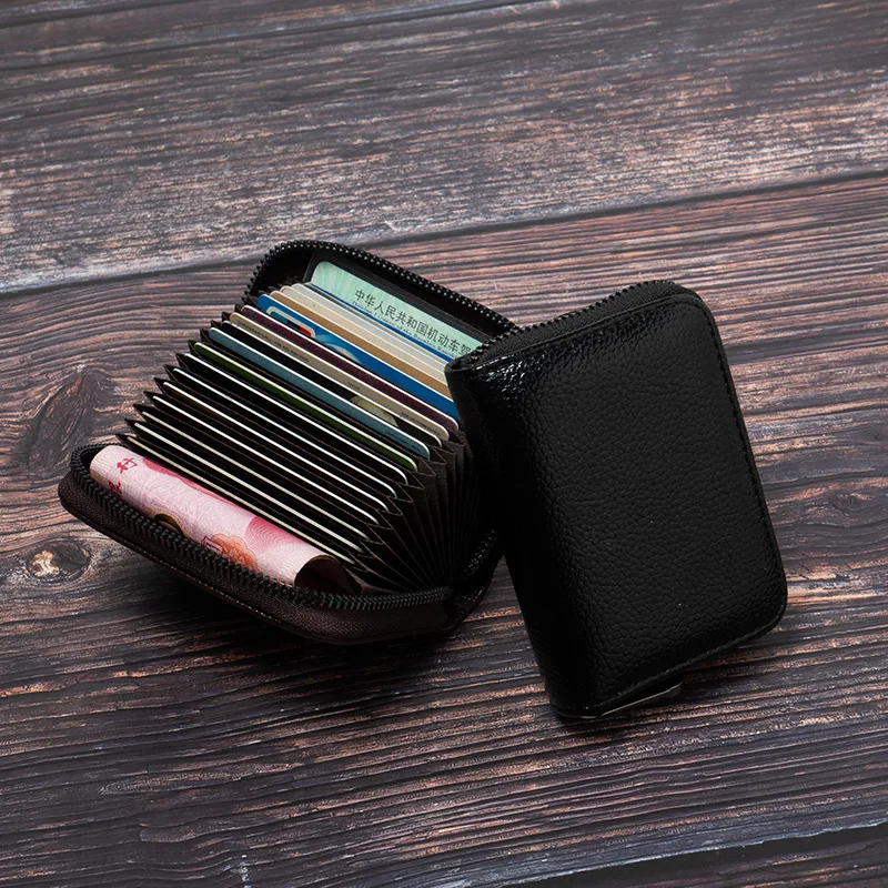 

RFID Blocking Credit Card Holder Zipper Wallet Stylish Organ Design with 9 Card Slots 2 Cash Coin Pockets and 2 ID Card Slots