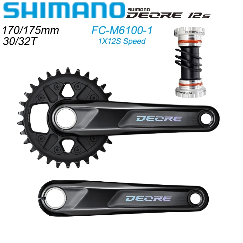 

Shimano Deore 1X12V FC-M6100-1 Crankset 30/32t 170/175mm 1X12S Speed Mountain Bike Crank BB52 Bottom Original MTB Bicycle Parts