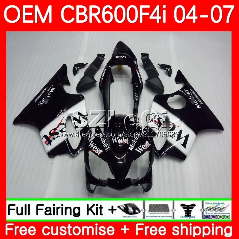 Black West Injection For HONDA Body CBR 600 600F4i CBR600F4i 04 05 06 07 30No.96 CBR600 F4i 600CC 2004 2005 2006 2007 Fairing