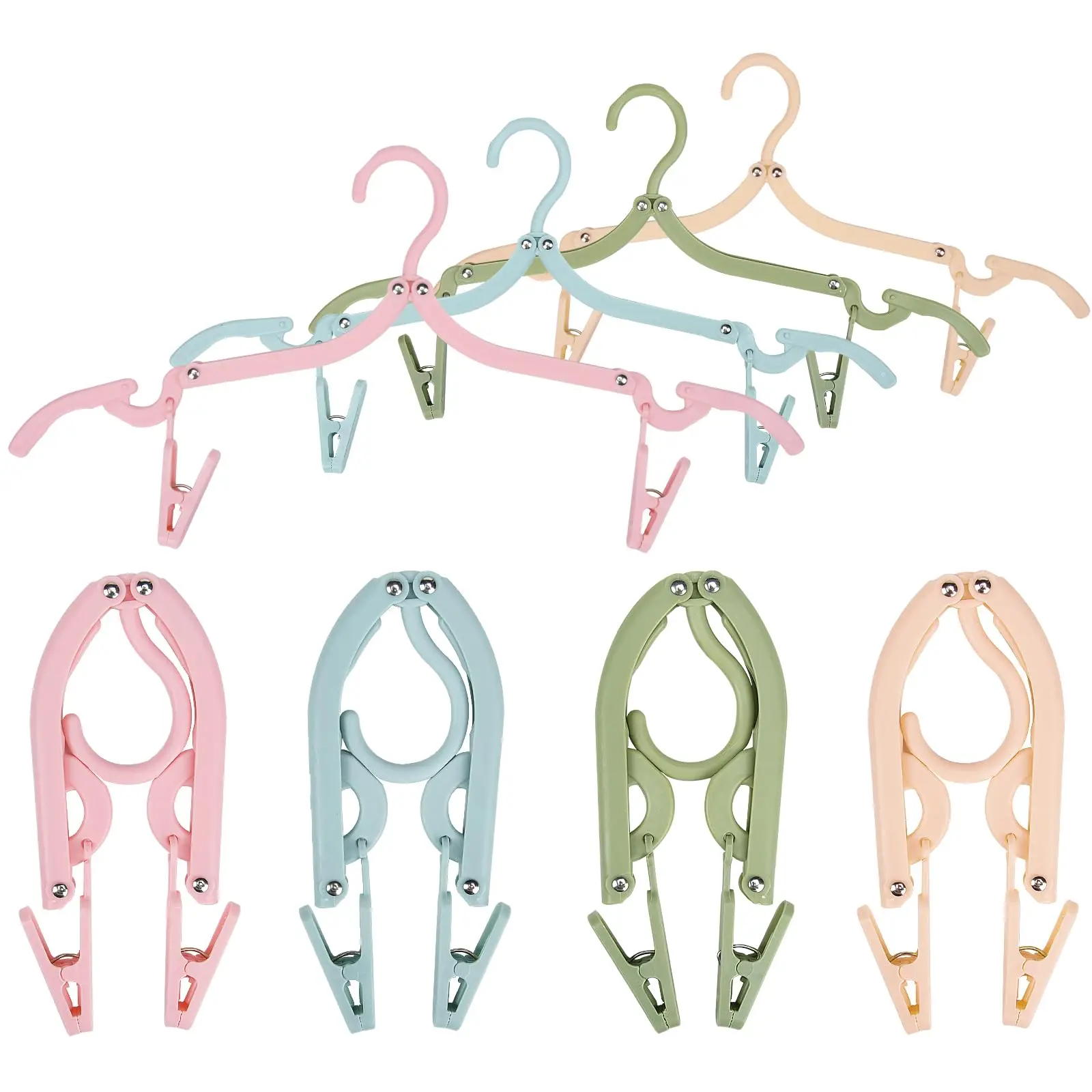 Folding Hanger Set With Clip for Clothes Drying Folding Hanger Rack Travel Folding Telescopic Portable Clothes Drying Rack