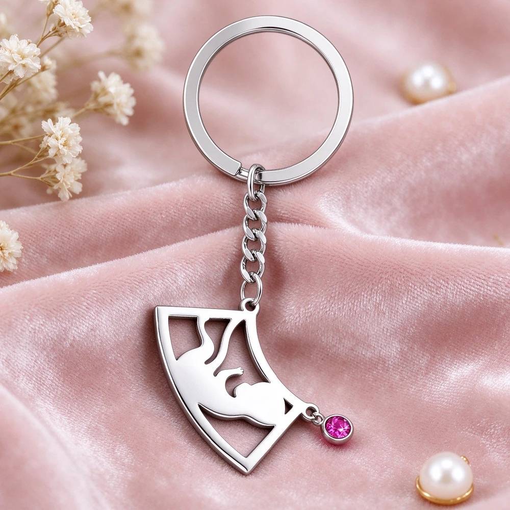 Stainless Steel Newborn Pendant Keychain Medical Maternal-Care Obstetric Midwife Keyring Accessories Key Chain Gift for Mom