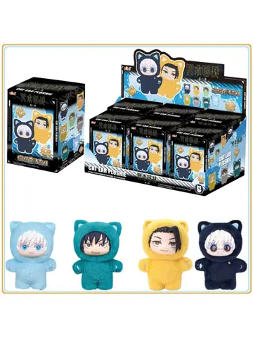 Original BANDAI Jujutsu Kaisen 2 Cat Ear Plushie Series Blind Box Mystery Box Anime Figure Room Decoration Collection Kids Gifts