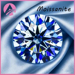 Klein Blue Round Cut Moissanite Stones with GRA Certificate 0.5-5.0ct Pass Diamond Tester