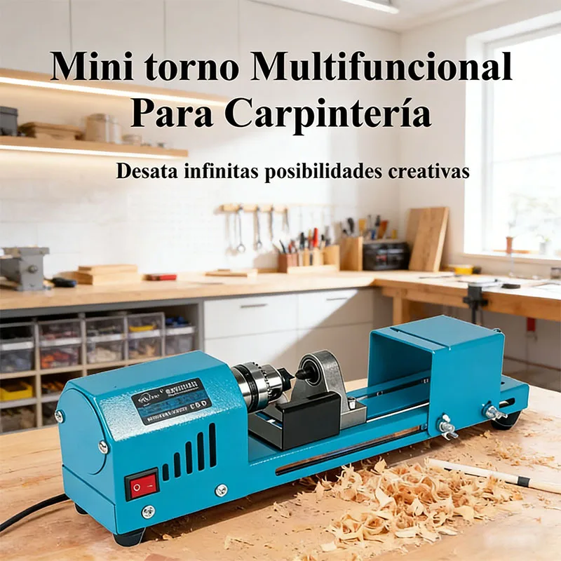Mini Electric Wood Lathe Machine Beads Grinding Polishing Woodturning Lathe Rotary Tool for DIY Craft Woodworking Projects