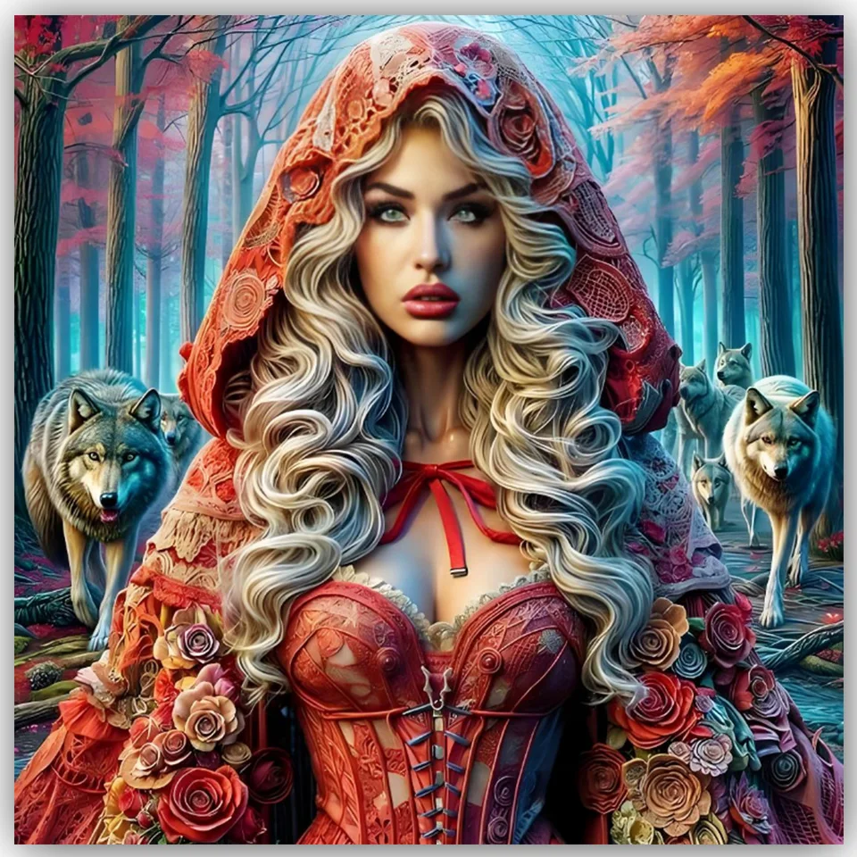 

Лесной волк и женщина, сделай сам, алмазная живопись, новинка 2025 года, полная квадратная круглая алмазная художественная мозаика, подарки ручной работы для домашнего декора ﻿