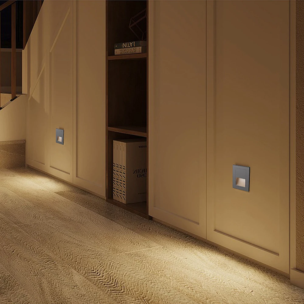AC 180-220V Recessed Led Wall Lamp Stair Switch Step Corridor Indoor Lighting Warm/Cold Light Gold Black White Grey